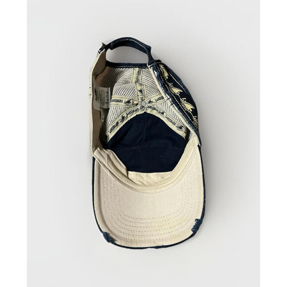 LandShark Lager Trucker Hat Navy Mesh Distressed Fins Up Adjustable OSFA - Picture 6 of 7